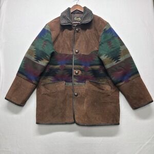 Vintage Scully Men's Leather Aztec Jacket Sherpa Collar Size 42
